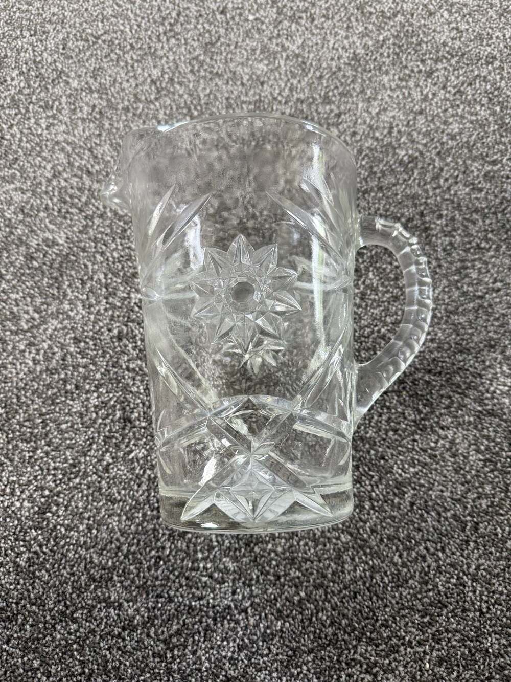 Vintage Pressed Glass Starburst Pattern Creamer Pitcher
